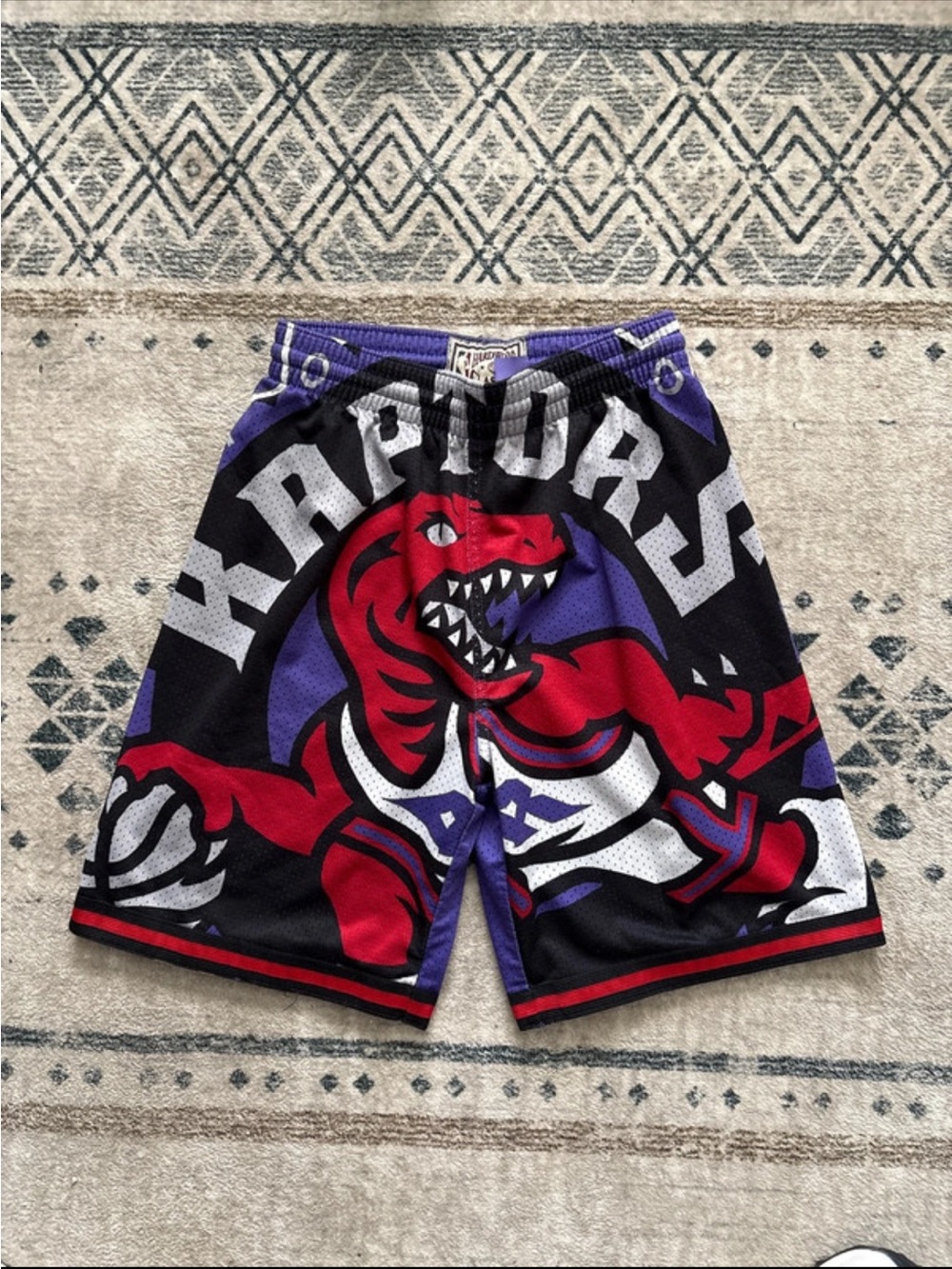 Mitchell & Ness Red, Purple & Black Raptors Graphic Mesh Shorts